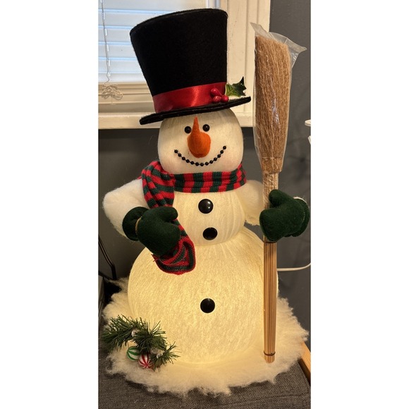 LARGE LIGHTED Blow Mold SNOWMAN CHRISTMAS FIGURE DISPLAY DECOR - 17" - Picture 7 of 9